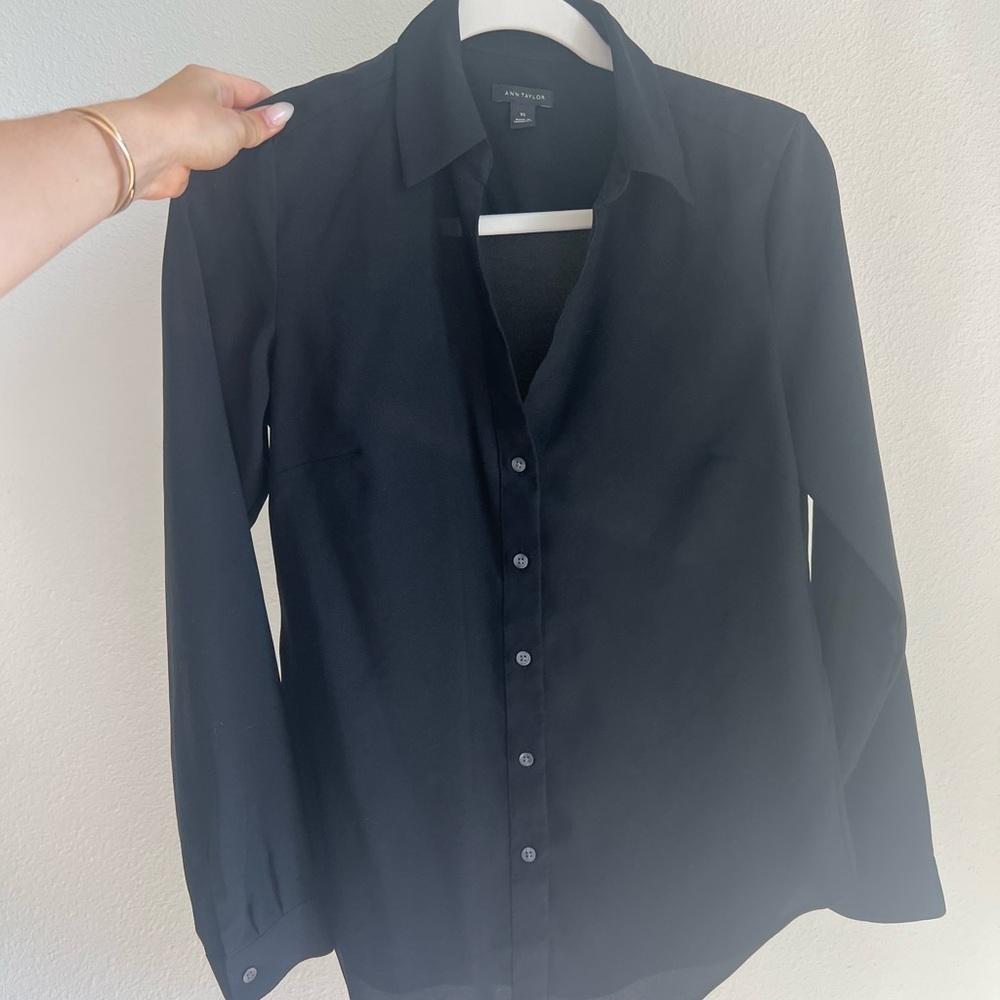 Ann Taylor Black Button-down Top